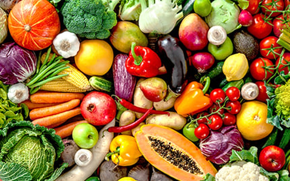 Fresh produce crate with fruit for wholesale